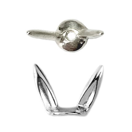 Bunny Ears Bead Cap - Sterling Silver