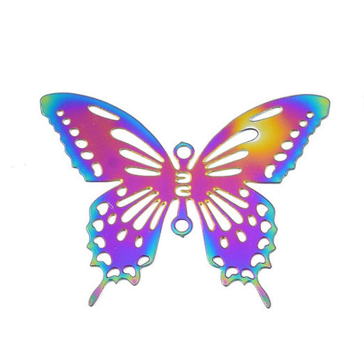 24mm x 30mm Butterfly Link - Rainbow Plated Stainless Steel