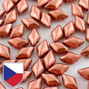 Two-Hole 8mm x 5mm GEMDUO Bead (Czech Shield) - Crystal Bronze Copper