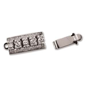 1 Strand Clasp with Crystals - Rhodium Plate