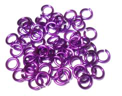 20awg (0.8mm) 7/64in. (2.8mm) ID 3.6AR Anodized  Aluminum Jump Rings - Violet