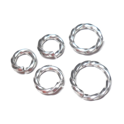 16swg 3/8 (10.0mm) ID Twisted Square Jump Rings - Bright Aluminum
