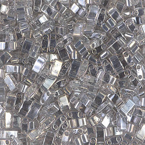 Miyuki HALF TILA Beads - Transparent Silver Grey Gold Luster