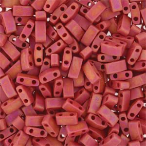 Miyuki HALF TILA Beads - Matte Opaque Red AB