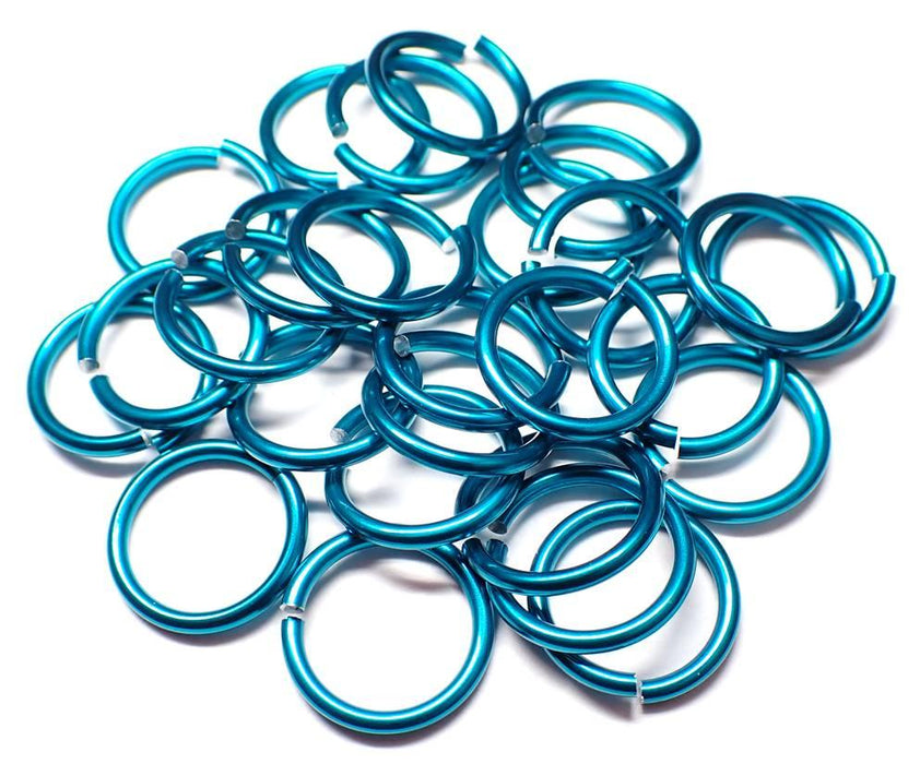 16swg (1.6mm) 7/32in. (5.7mm) ID 3.6AR Anodized  Aluminum Jump Rings - Teal
