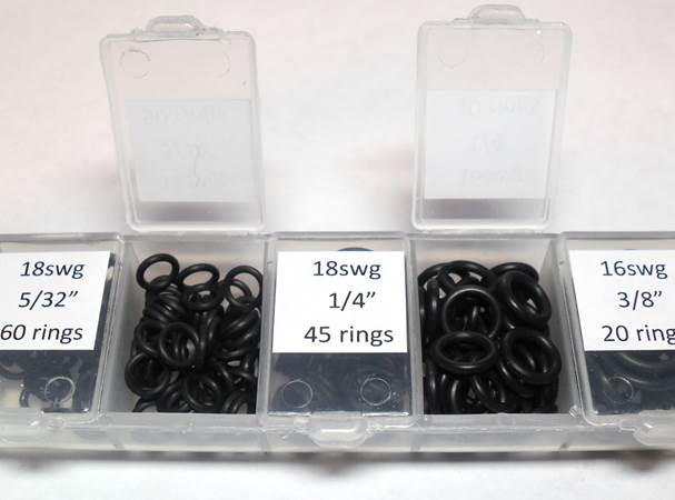 A Sampler Pack of Black EPDM Rubber O-Rings.
