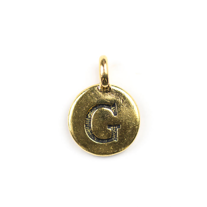 Letter "G" Charm - Antique Gold Plate