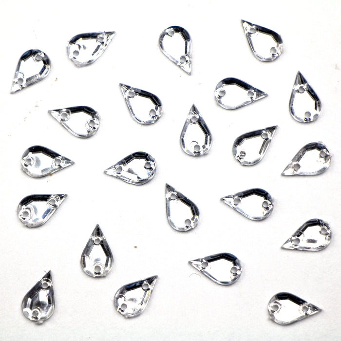 6 x 10mm Two Hole Drop Acrylic Rhinestone - Crystal