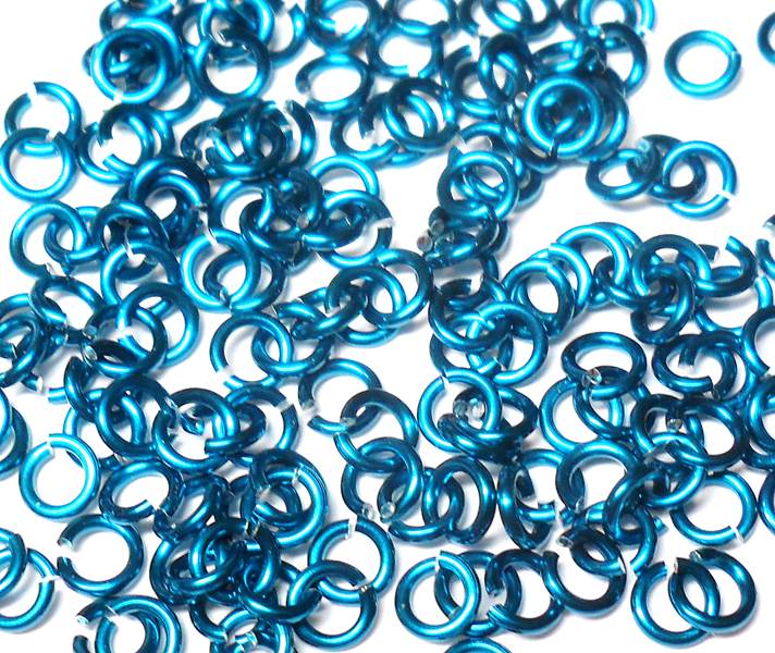20awg (0.8mm) 5/32in. (4.3mm) ID 5.4AR Anodized  Aluminum Jump Rings - Turquoise